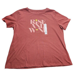 Nine West Women's Extra Large Crew Neck Tee Shirt XL Rise and Wine